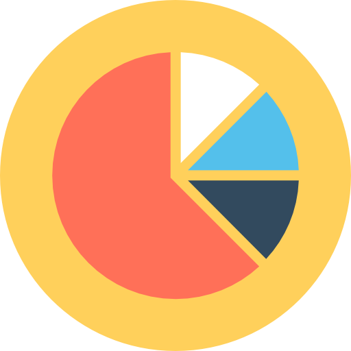 gráfico de pizza Flat Color Circular Ícone