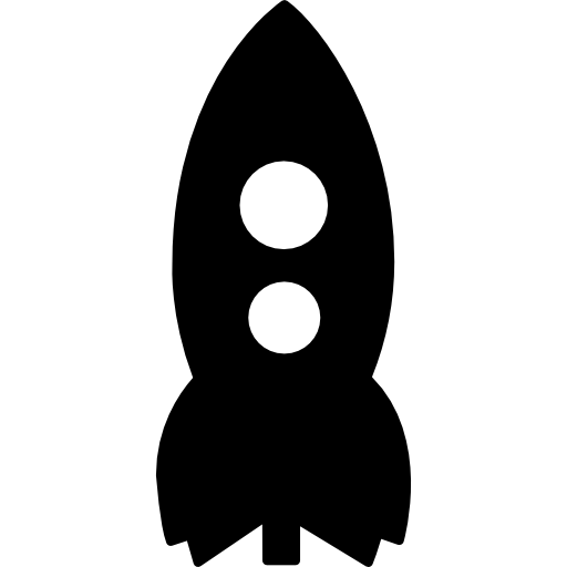 cohete en posición vertical nave para viajes al espacio exterior  icono