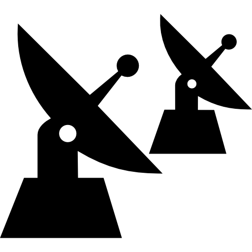 par de antenas parabólicas em perspectiva  Ícone
