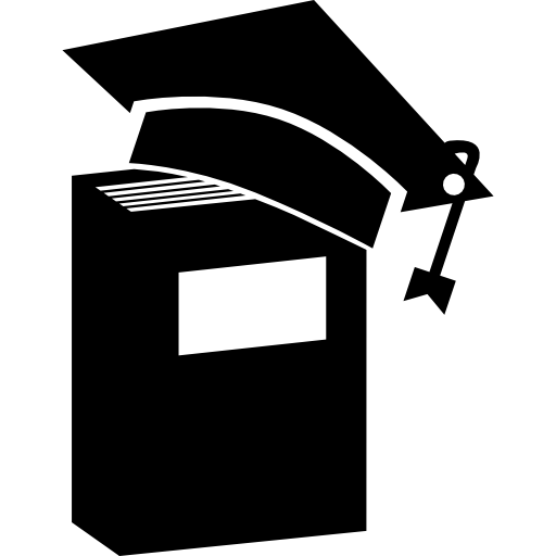 czapka dyplomowa na książce w pozycji pionowej  ikona