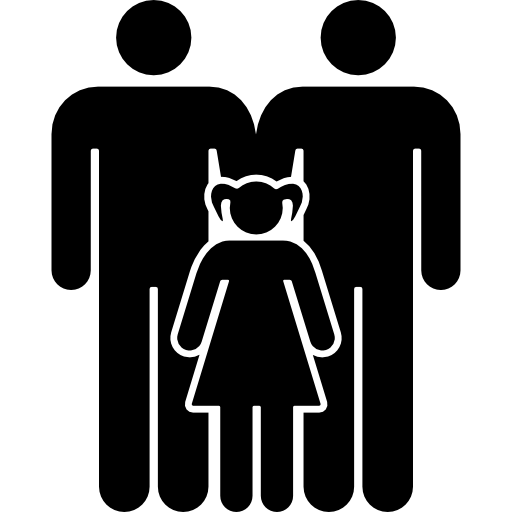 grupo familiar de três pessoas, dois homens com uma filha  Ícone