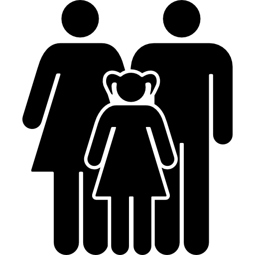 Mother father and daughter family group  icon