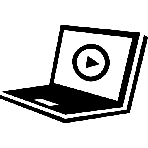 Laptop with play button on screen  icon