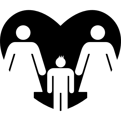 pareja de lesbianas con hijo en un corazón  icono