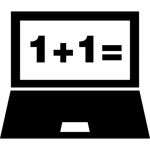 ordinateur portable avec cours de mathématiques  Icône