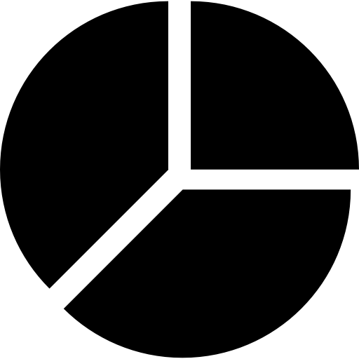 wykres kołowy podzielony na trzy równe sekcje  ikona
