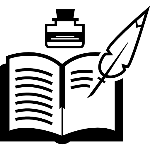 pisanie piórkiem na książce  ikona
