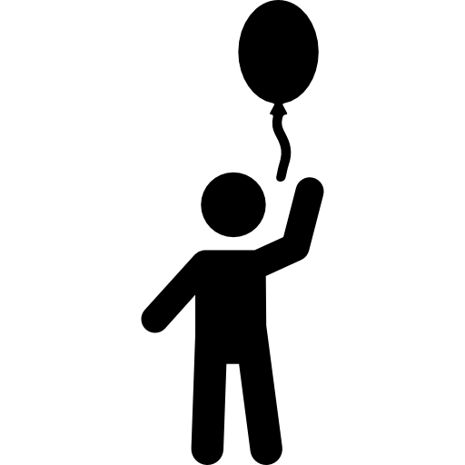 niño con globo  icono