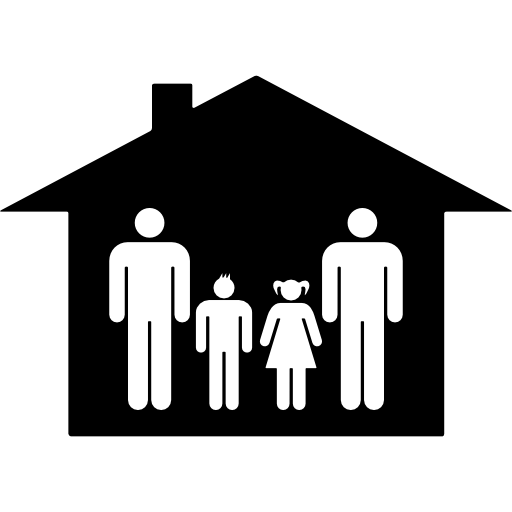 familiegroep van twee mannen, een zoon en een dochter  icoon