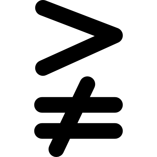 większy, ale nie równy symbol matematyczny  ikona