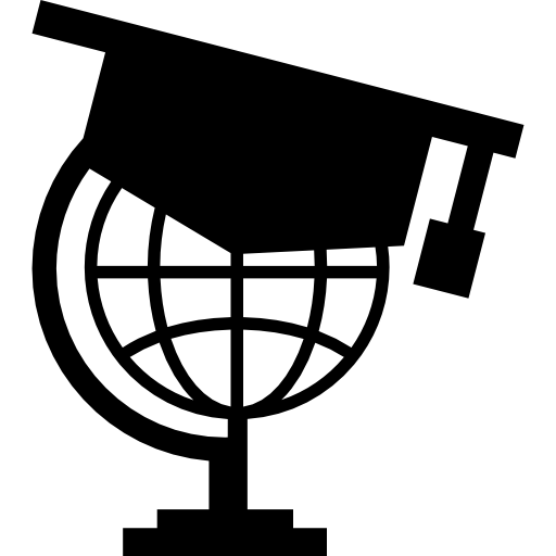 globe terrestre avec capuchon de graduation sur le dessus  Icône