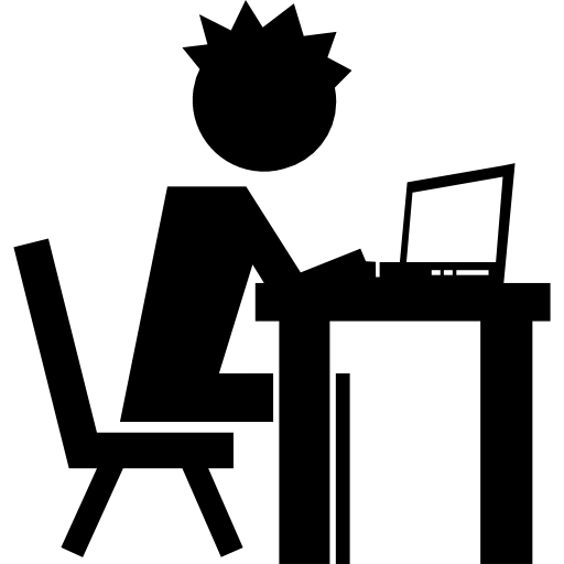 jongen op de computer  icoon