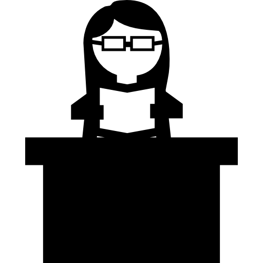 enseignante lisant avec des lunettes  Icône