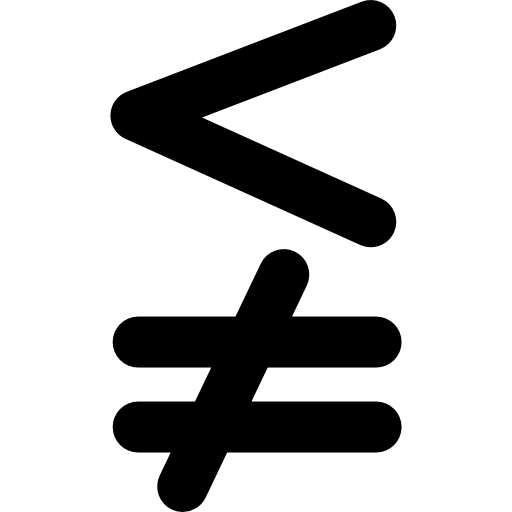 menor, mas não igual ao símbolo matemático  Ícone