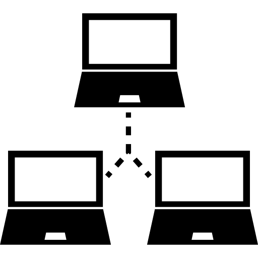 symbol für das bildungsnetzwerk mit drei computern  icon