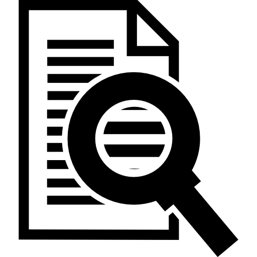 zoom-schnittstellensymbol von textpapier mit einer lupe  icon