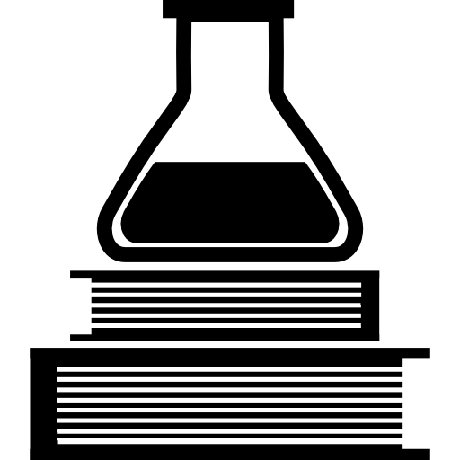 libros de química educativa y un matraz encima  icono