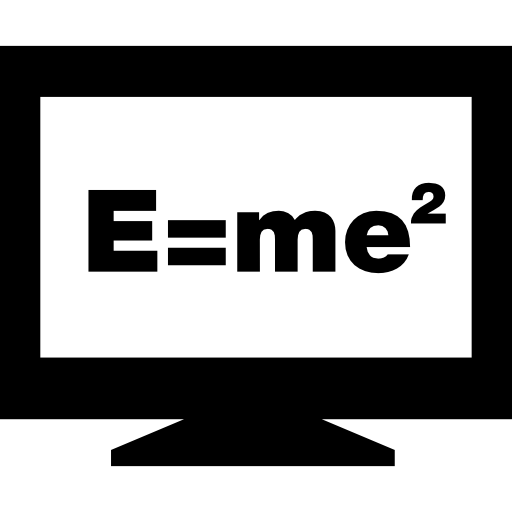 Energy and mass formula on monitor screen  icon