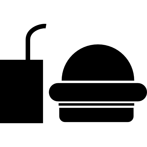 brunch de hambúrguer com refrigerante de junk food  Ícone