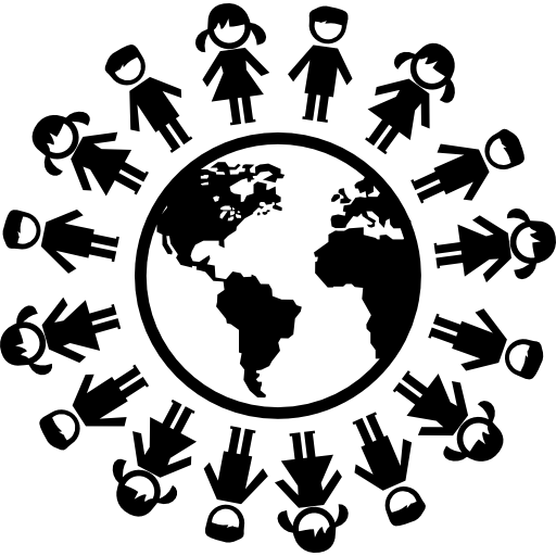 Earth with children ring around  icon