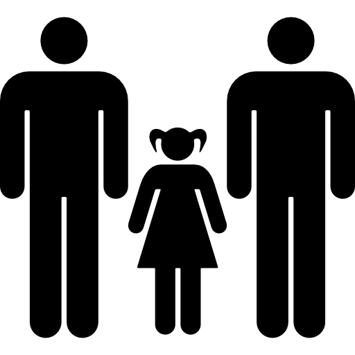 pareja de hombres con un grupo familiar de hija  icono