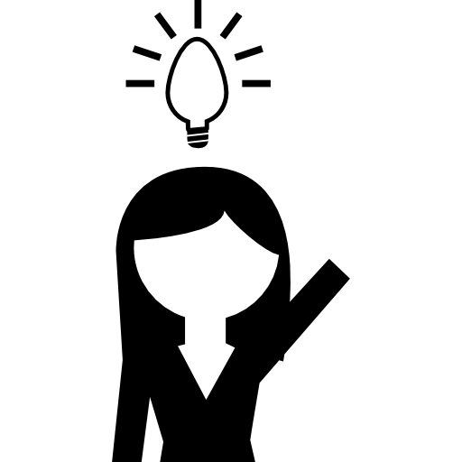 studentessa con un'idea in mente alza il braccio per condividerla  icona