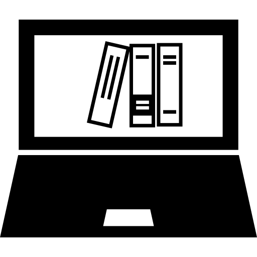 laptop z książkami na ekranie  ikona