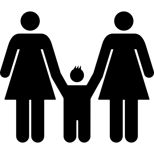 Two women and a kid familiar group silhouette  icon