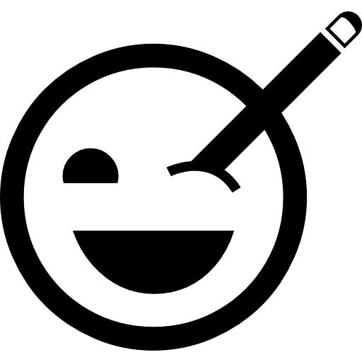 Smiley with a pencil in one eye  icon