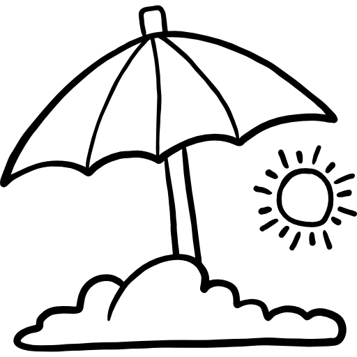 parasol Hand Drawn Black icoon