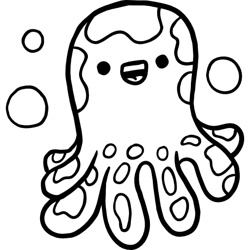 poulpe Hand Drawn Black Icône
