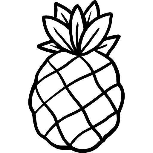 ananas Hand Drawn Black icona