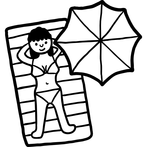 Sunbathing Hand Drawn Black icon