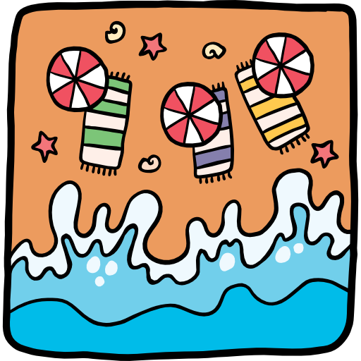 ビーチ Hand Drawn Color icon