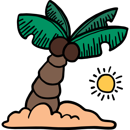 kokosnootboom Hand Drawn Color icoon