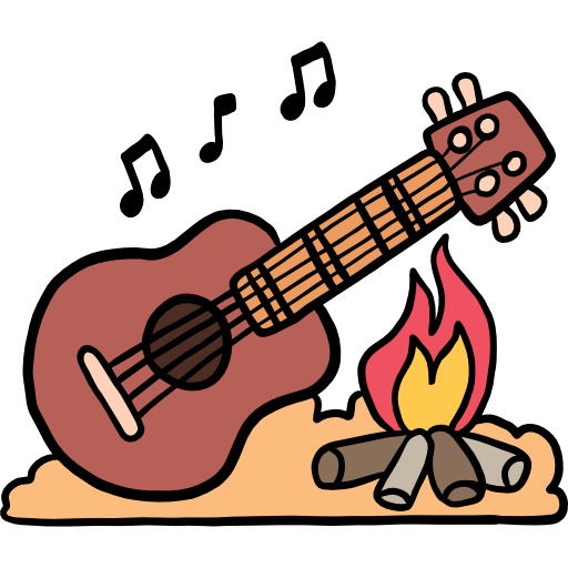 gitara akustyczna Hand Drawn Color ikona