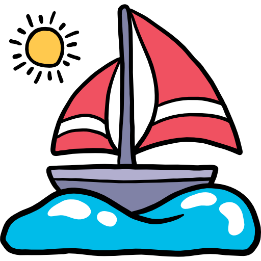 zeilboot Hand Drawn Color icoon