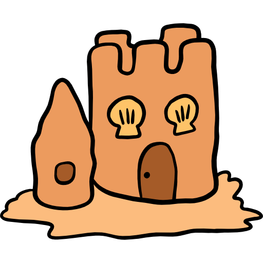 castillo de arena Hand Drawn Color icono