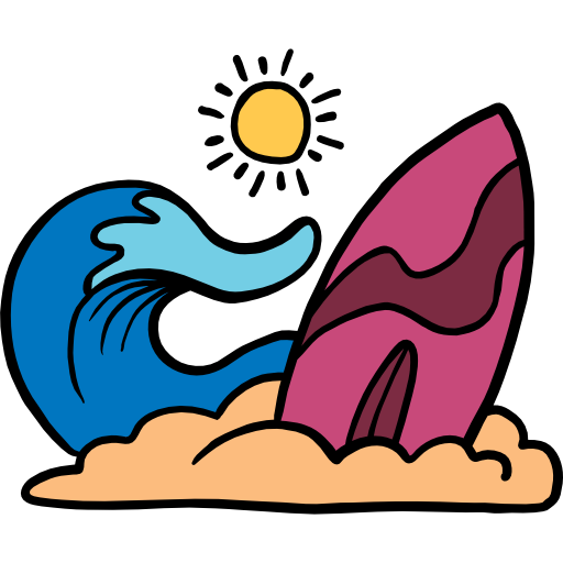 서핑 Hand Drawn Color icon