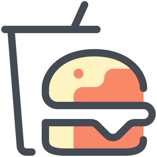 fast food Sergei Kokota Lineal Color ikona