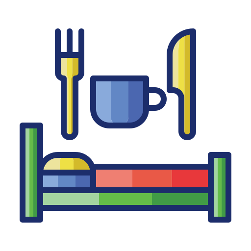 Łóżko i śniadanie Flaticons Lineal Color ikona