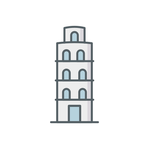 toren van pisa Dinosoft Lineal Color icoon