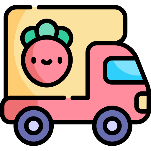 ciężarówka dostawcza Kawaii Lineal color ikona