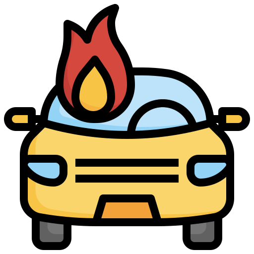 coche en llamas Surang Lineal Color icono