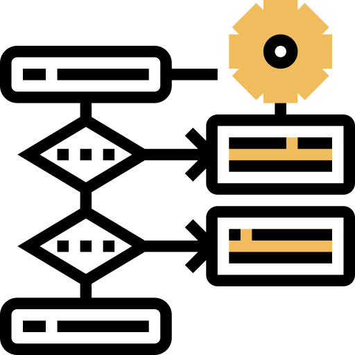 diagrama de flujo Meticulous Yellow shadow icono