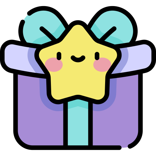 caja de regalo Kawaii Lineal color icono