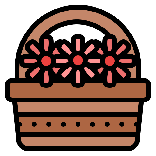 Flower basket Iconixar Lineal Color icon