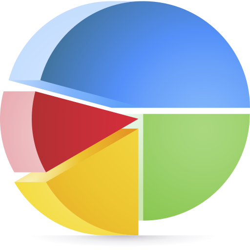 gráfico circular 3D Toy Gradient icono