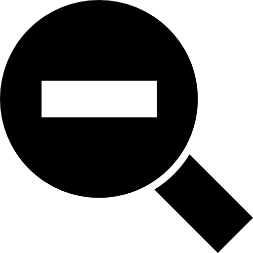 zoom arrière symbole d'interface d'une loupe avec signe moins  Icône