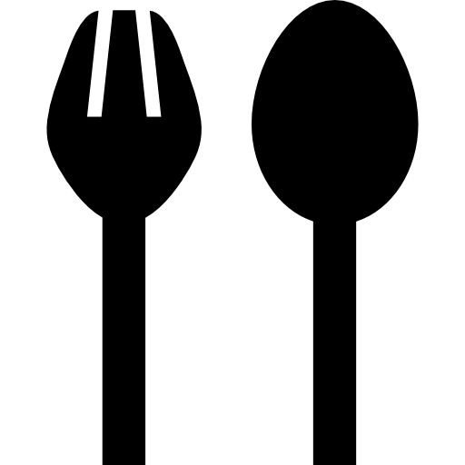 Fork and spoon silhouettes of the tools to eat  icon
